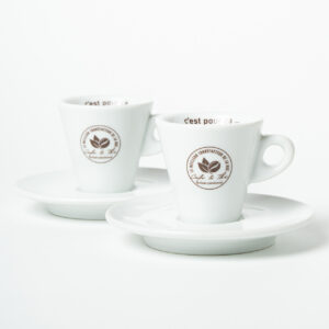 Lot de deux tasses en porcelaine "Le Meilleur Torréfacteur de la Rue"