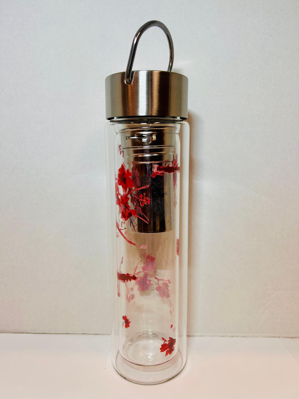 Gourde infuseur isotherme - Fleurs Rouges Japonaises