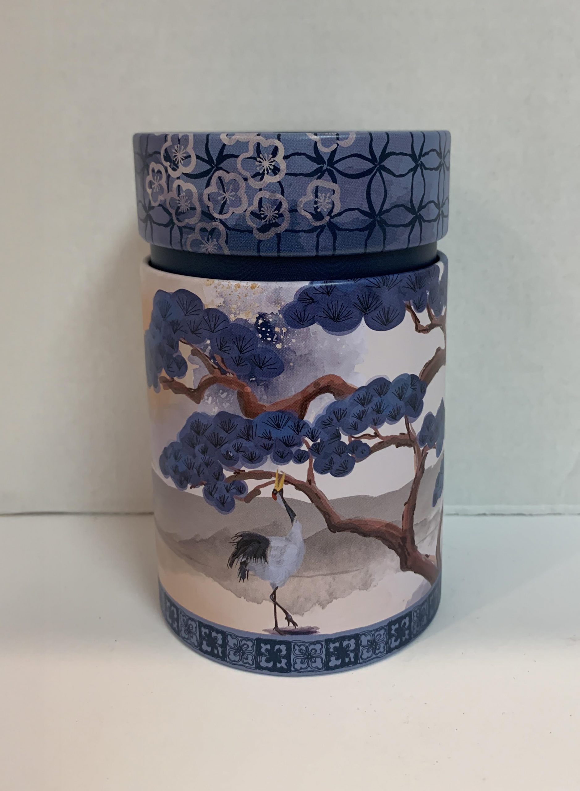 Boîte à thé 150g - Grue Japonaise & Pin Bleu Lavande
